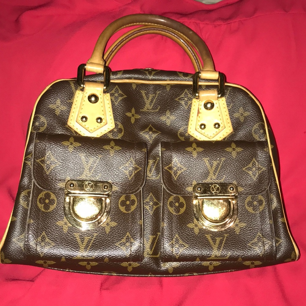 LV Manhattan PM Brown Leather Satchel handbag